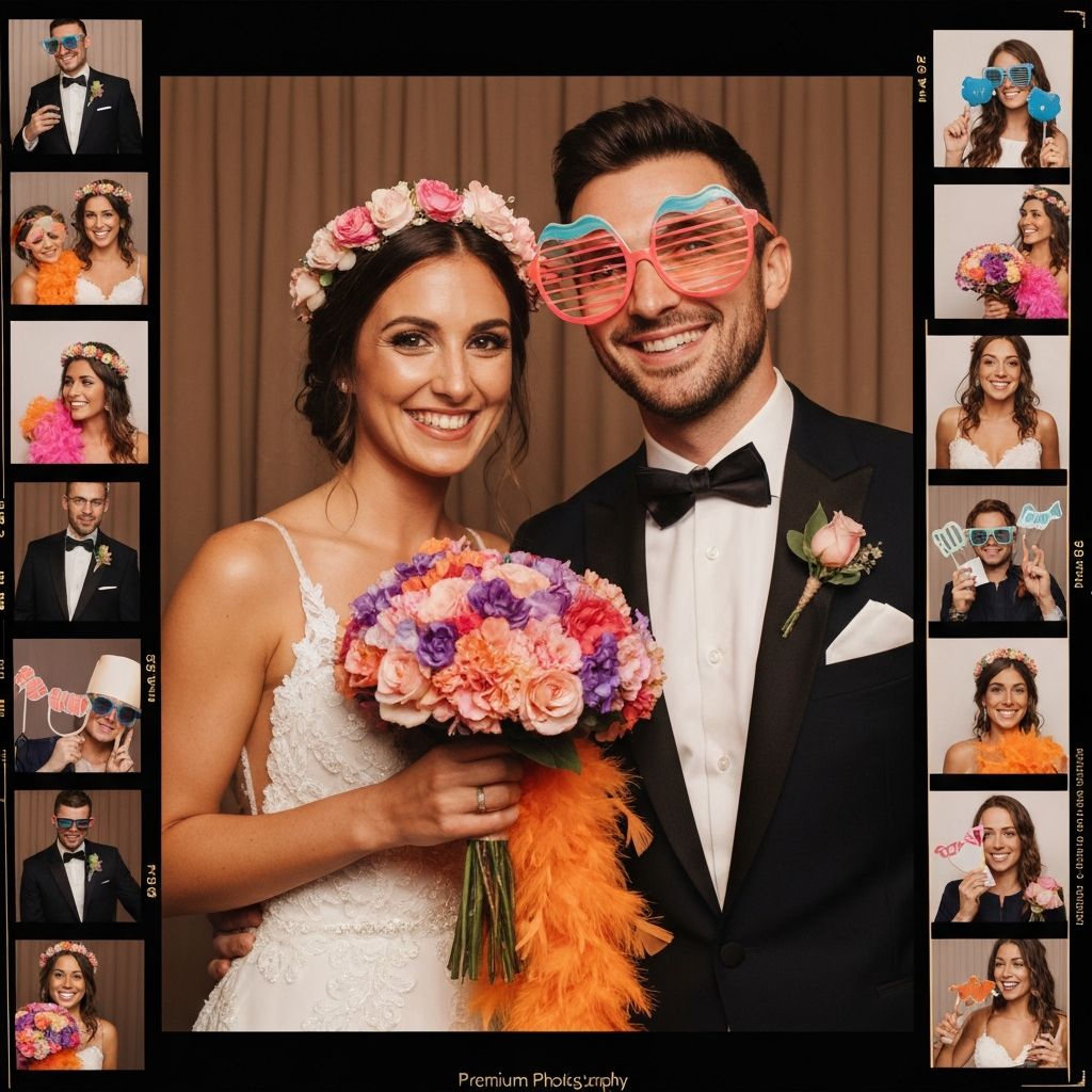 Wedding couple at photo booth