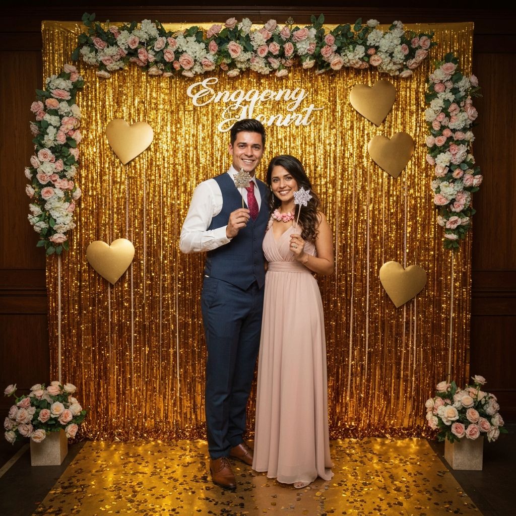 Happy couple at photo booth